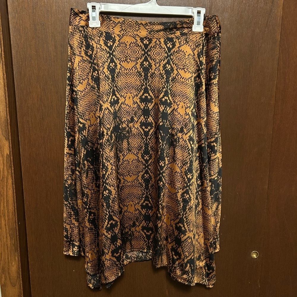 Apt. 9 Snakeskin Animal Mid Length Orange Black Skirt Women’s Size Medium